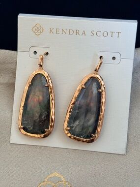 New Kendra Scott Crystal Gray Illusion Lyn Earrings in Rose Gold
